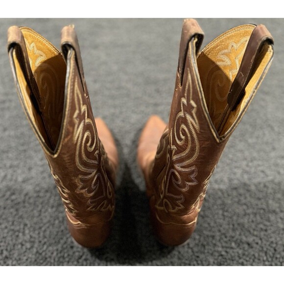 Justin Western Boots Style #2252 Bay Brown Leather Mens 7.5 EE Made In USA main image 5
